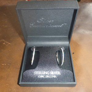 Women's Sterling Silver Cubic Zirconia Hoop Earrings